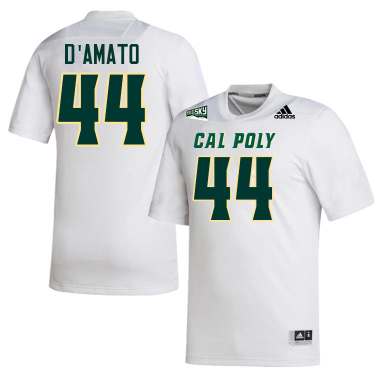 Cal Poly Mustangs #44 Mikey D'Amato College Football Jerseys,Uniforms Stitched-White
